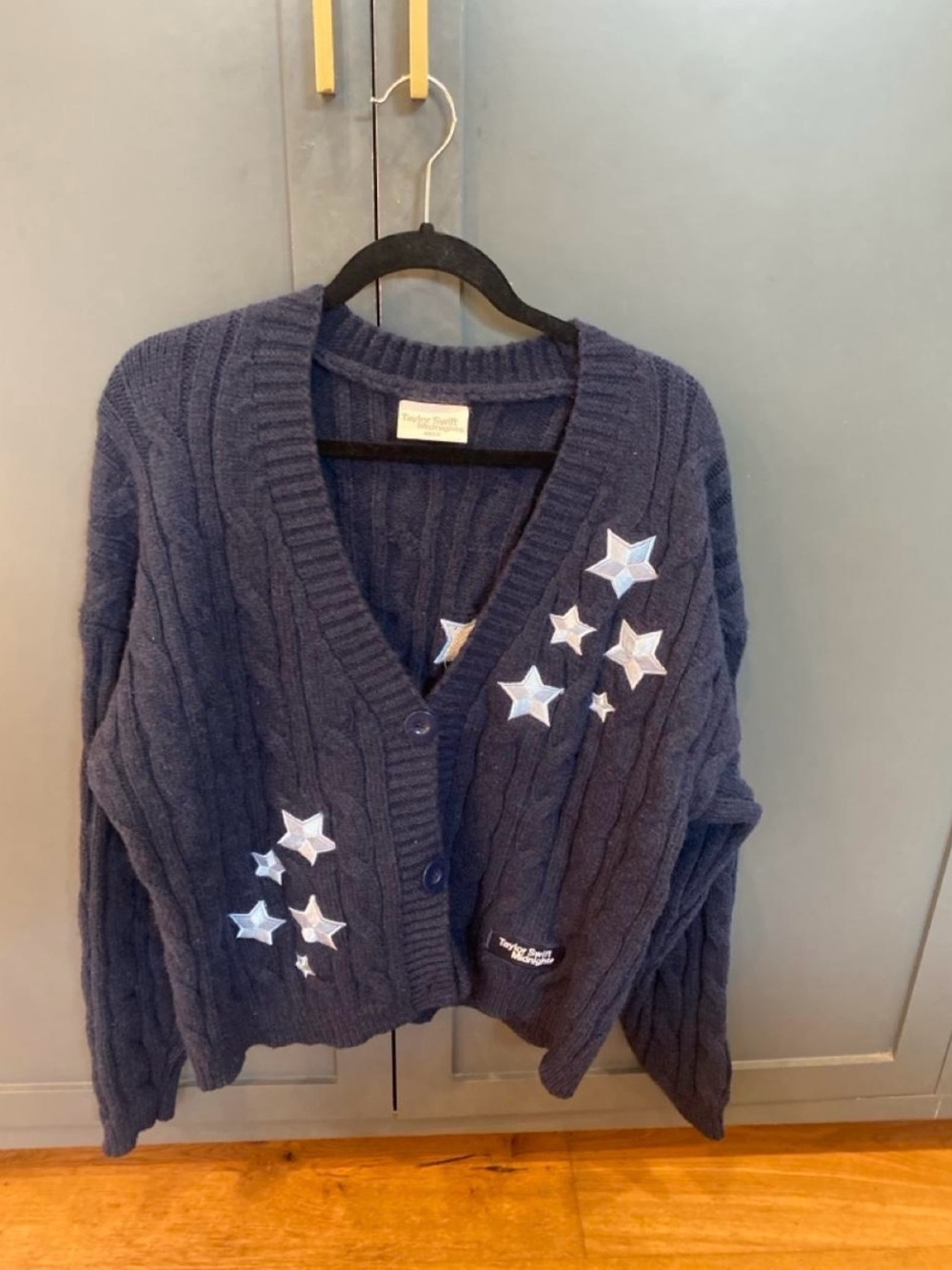 Taylor Swift Navy Cable-Knit Star Patch Cardigan